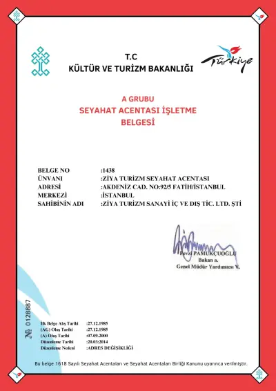 TÜRSAB Seyahat Acentesi İşletme Belgesi